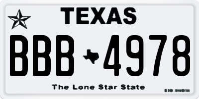 TX license plate BBB4978