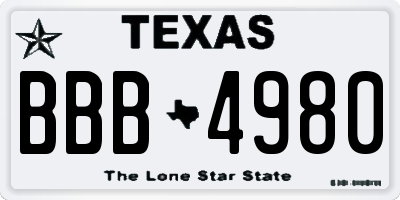 TX license plate BBB4980