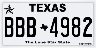 TX license plate BBB4982