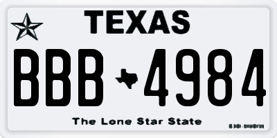 TX license plate BBB4984