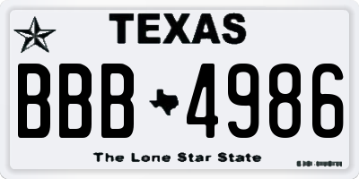 TX license plate BBB4986