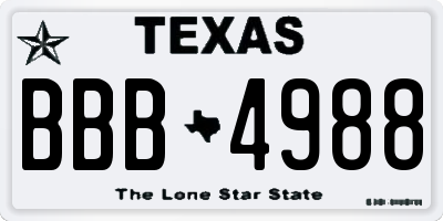 TX license plate BBB4988