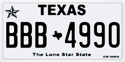 TX license plate BBB4990