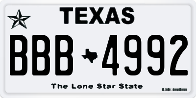 TX license plate BBB4992