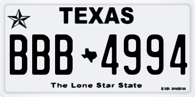 TX license plate BBB4994