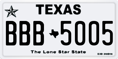 TX license plate BBB5005