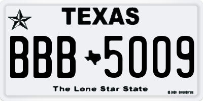 TX license plate BBB5009