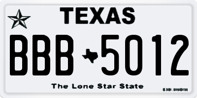 TX license plate BBB5012