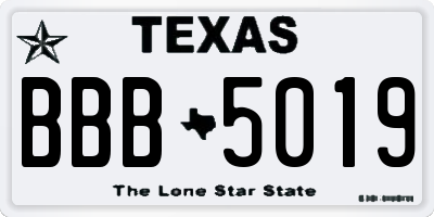 TX license plate BBB5019