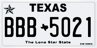 TX license plate BBB5021