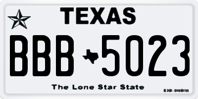 TX license plate BBB5023