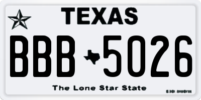 TX license plate BBB5026