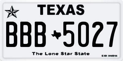 TX license plate BBB5027