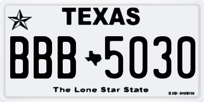 TX license plate BBB5030