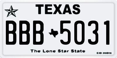 TX license plate BBB5031