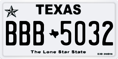 TX license plate BBB5032