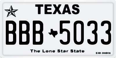 TX license plate BBB5033