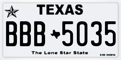 TX license plate BBB5035