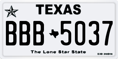 TX license plate BBB5037