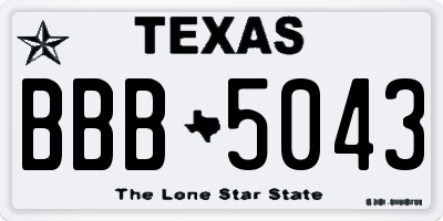 TX license plate BBB5043
