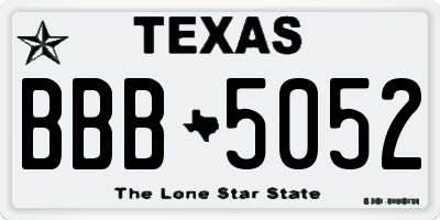 TX license plate BBB5052