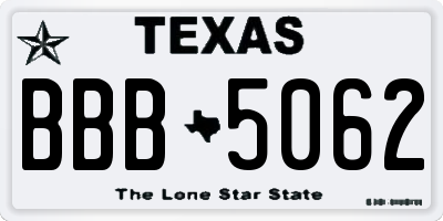 TX license plate BBB5062