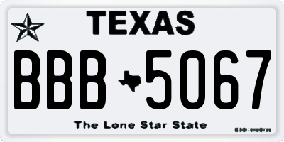 TX license plate BBB5067