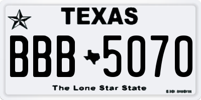 TX license plate BBB5070