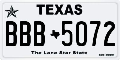 TX license plate BBB5072