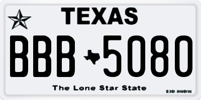 TX license plate BBB5080