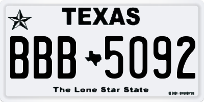 TX license plate BBB5092