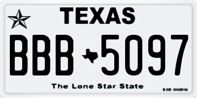 TX license plate BBB5097