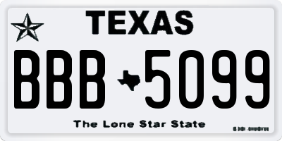 TX license plate BBB5099