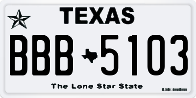 TX license plate BBB5103