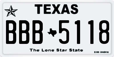 TX license plate BBB5118