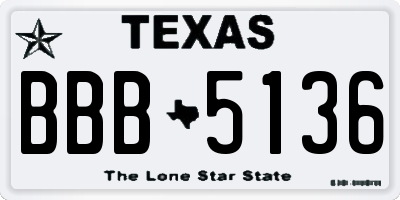 TX license plate BBB5136