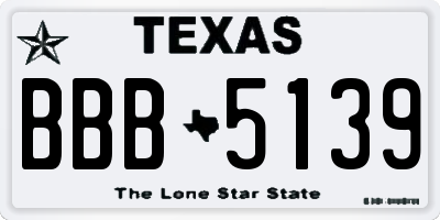 TX license plate BBB5139