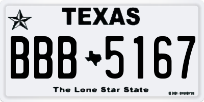 TX license plate BBB5167