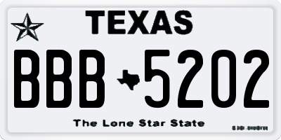 TX license plate BBB5202