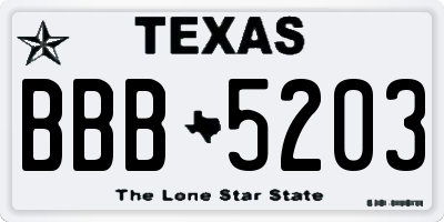 TX license plate BBB5203