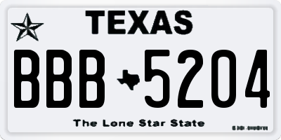 TX license plate BBB5204