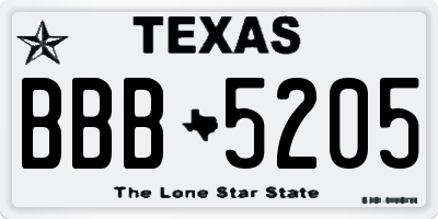 TX license plate BBB5205