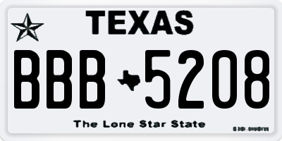 TX license plate BBB5208