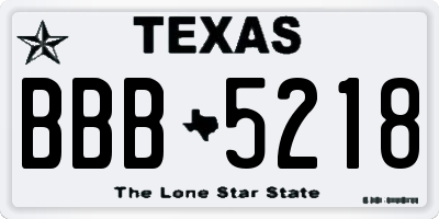 TX license plate BBB5218