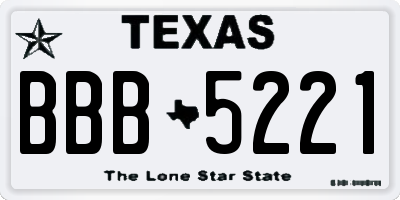 TX license plate BBB5221
