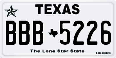 TX license plate BBB5226