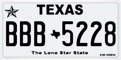 TX license plate BBB5228