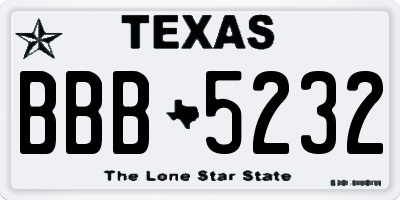 TX license plate BBB5232