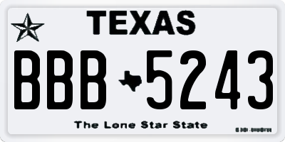 TX license plate BBB5243