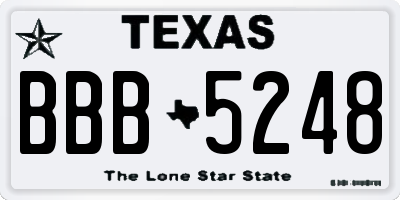 TX license plate BBB5248
